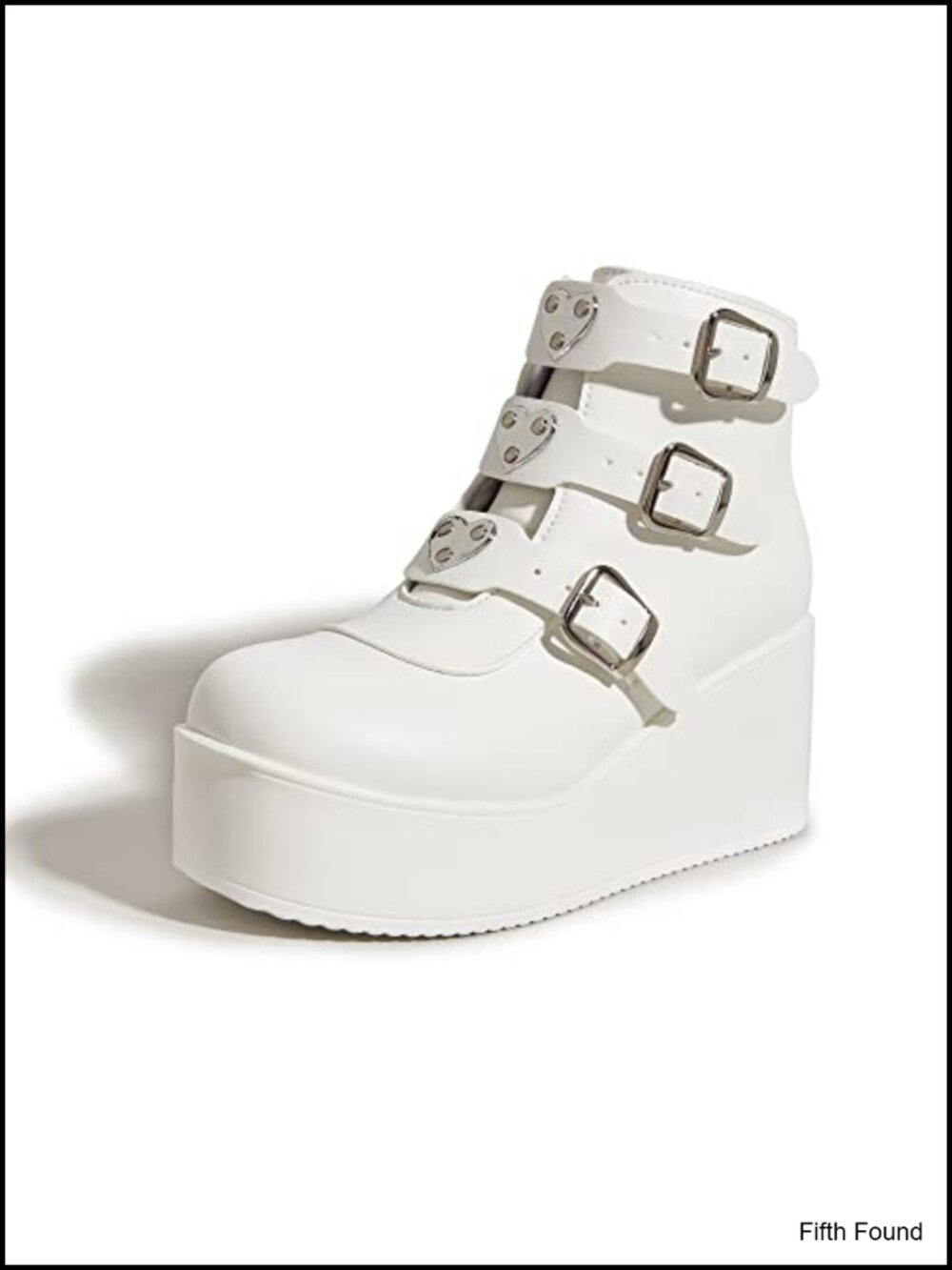 Platform Chunky Ankle Boots Wedge Heel Zip Buckle PU Booties